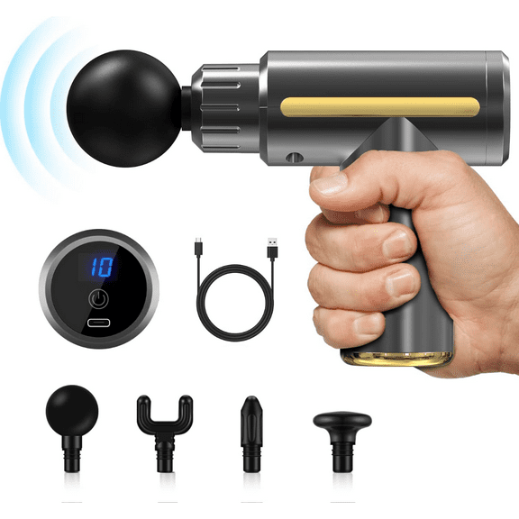 Mini Massage Gun, Pocket-Sized Deep Tissue Massager Gun, Portable Percussion Muscle Massager Gun, Ultra Small & Quiet Muscle Massage Gun, USB Charging- for Home Gym Outdoors(Gray)