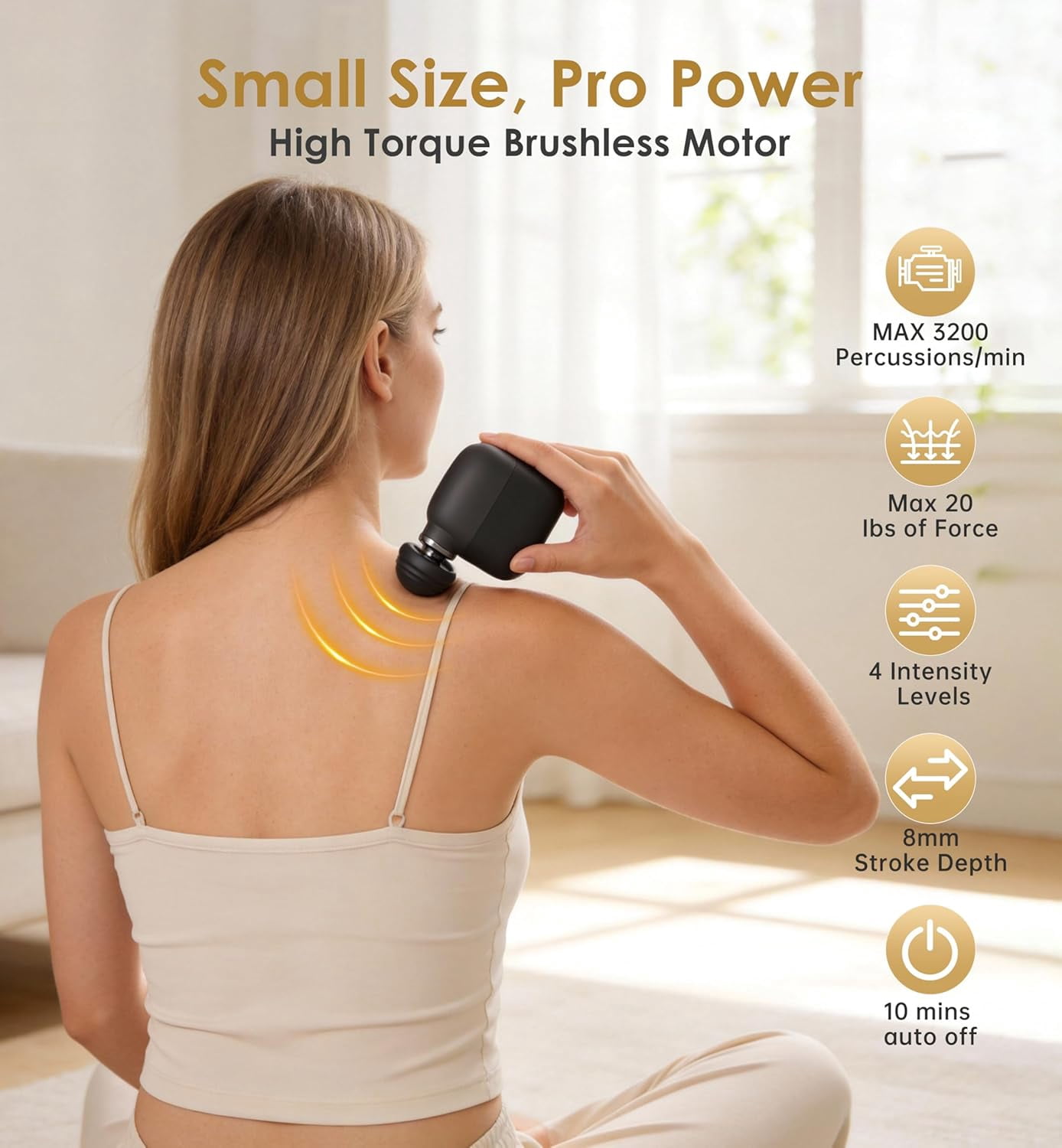 Mini Massage Gun Portable Deep Tissue Percussion Muscle Massager Lightweight Handheld Electric Quiet for Pain Relief Travel Gifts