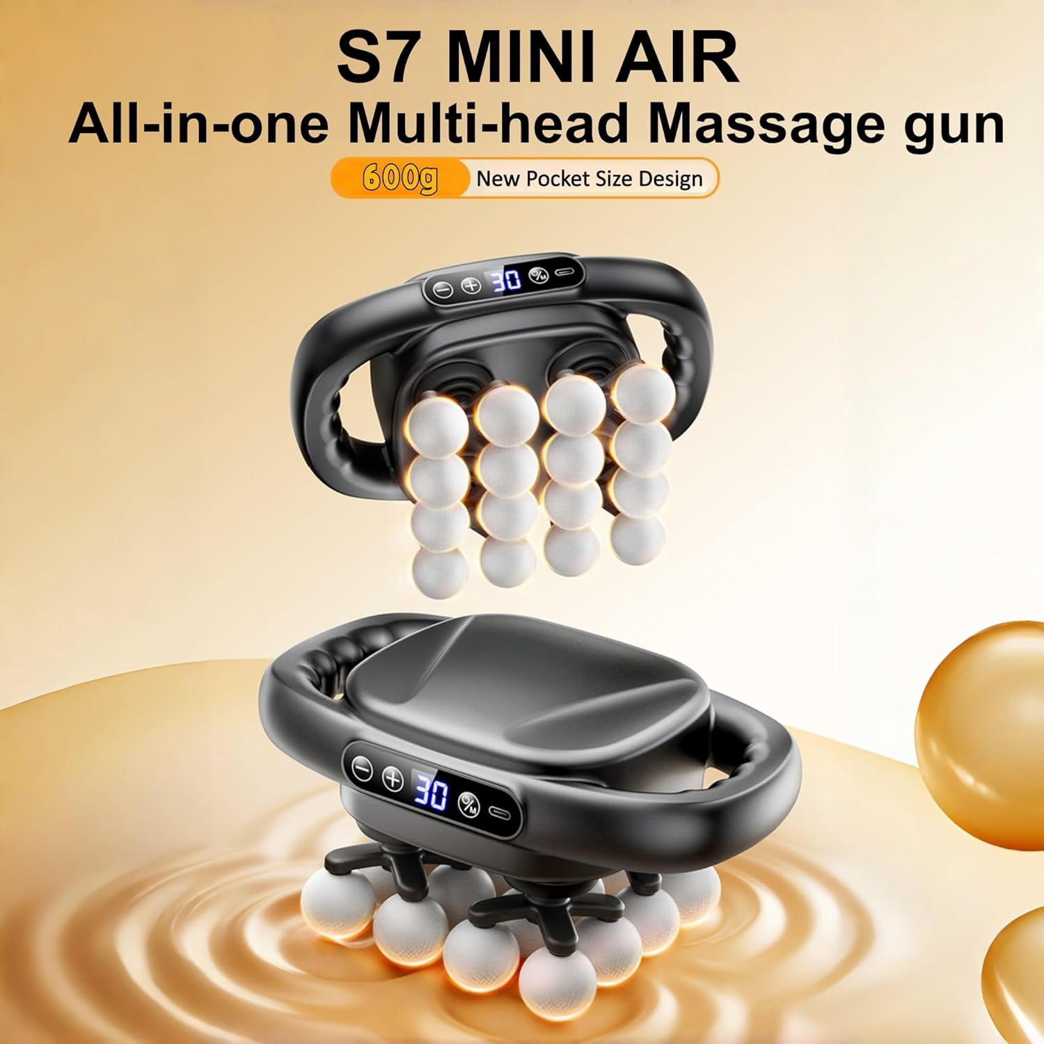 Mini Massage Gun with 16 Heads, Deep Tissue Percussion Massager for Whole Body Relief