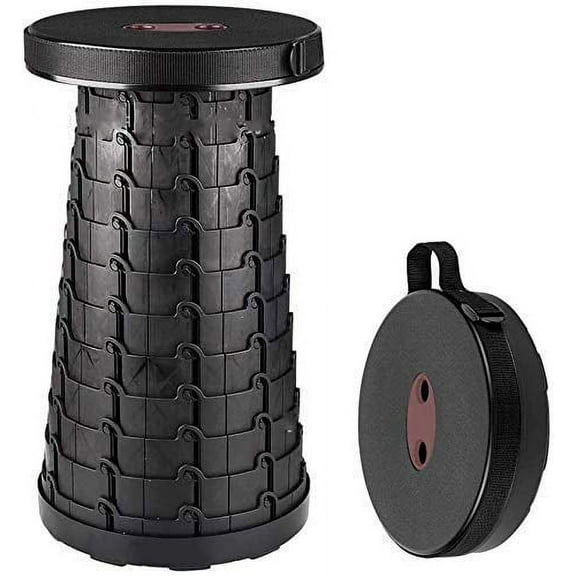 Mini-Max Stool 17.7-Inch Grey and Black Plastic Adjustable Height Retractable Camping Stool with Carrying StrapPORTABLE TELESCOPING/FOLDING STOOL