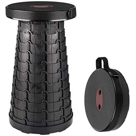 Mini-Max Stool 17.7-Inch Grey and Black Plastic Adjustable Height Retractable Camping Stool with Carrying StrapPORTABLE TELESCOPING/FOLDING STOOL