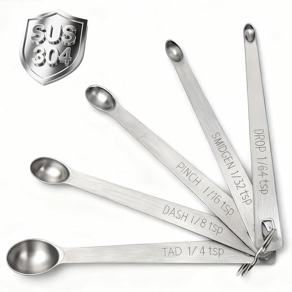 Mini Measuring Spoons Set, 18/8 Stainless Steel Teaspoon for Cooking and Baking, Suitable for Small Amount of Dry or Liquid Ingredients and Spices