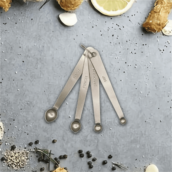 Mini Measuring Spoons Set, Small Stainless Steel Teaspoon for Cooking and Baking, Suitable for Tiny Amount of Dry or Liquid Ingredients and Spices (1/8, 1/16, 1/32, 1/64 tsp)