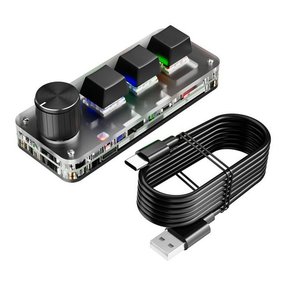 Mini Mechanical Keyboard 3 Key 1 Knob Macro Custom Keyboard Gaming Programming Bluetooth Keyboard Keypads Black