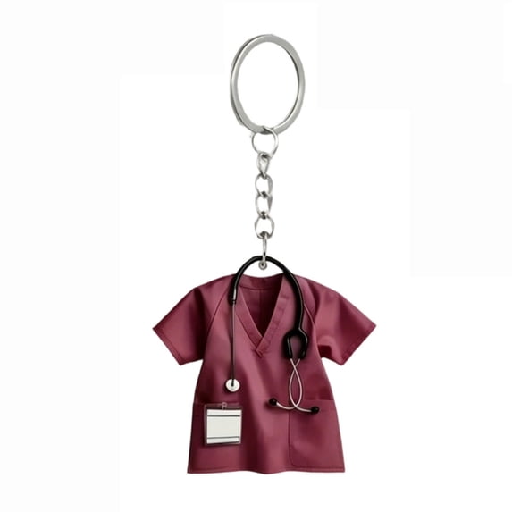 Mini Medical Scrub Uniform Keychain, Nurse Doctor Scrubs Outfit Charm Key Ring, Healthcare Worker Appreciation Gift Accessory,2PC.