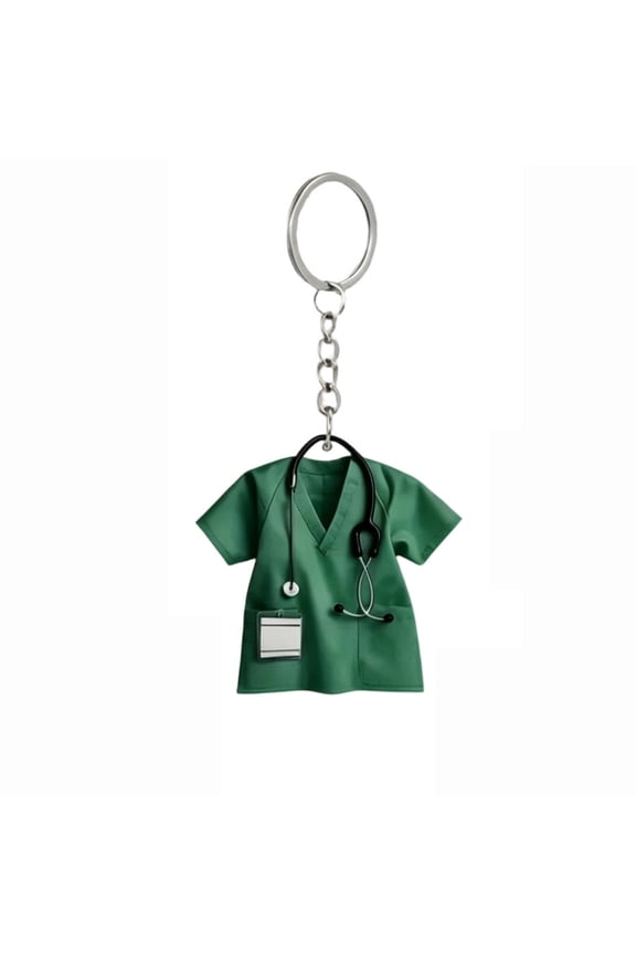 Mini Medical Scrub Uniform Keychain, Nurse Doctor Scrubs Outfit Charm Key Ring, Healthcare Worker Appreciation Gift Accessory,2PC.