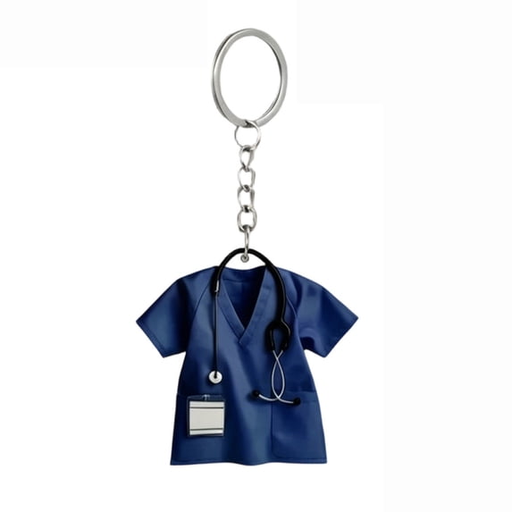 Mini Medical Scrub Uniform Keychain, Nurse Doctor Scrubs Outfit Charm Key Ring, Healthcare Worker Appreciation Gift Accessory,2PC.