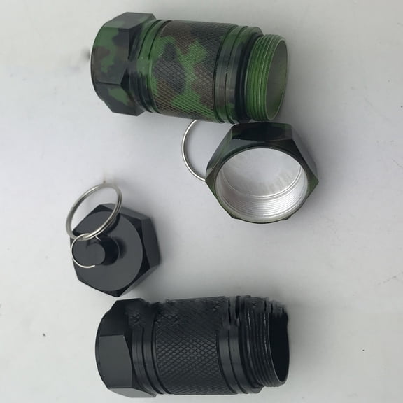 Mini Medicine Bottle, Secure Waterproof, Aluminum Alloy Pillbox with Key Ring Attachment
