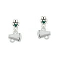 thumbnail image 1 of Mini Megaphone - Green Crystal Paw Earrings, 1 of 1
