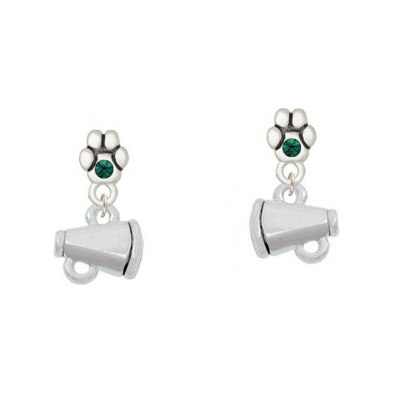 Mini Megaphone - Green Crystal Paw Earrings