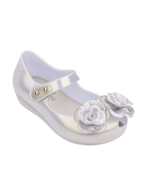 Mini Melissa Child Mini Ultragirl Flower Bb Flats, Size: 8 M US Toddler, Color: Light Beige Pearl