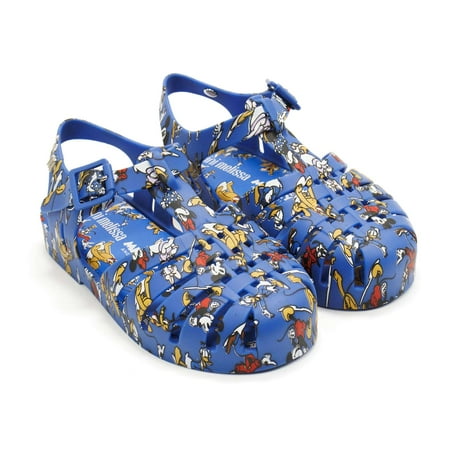 Mini Melissa Girls Possession Mickey And Friends Jelly Sandals, Blue \ Multi Color,3 M US