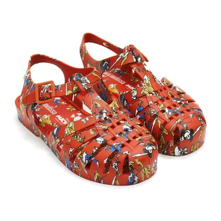Mini Melissa Girls Possession Mickey And Friends Jelly Sandals, Red \ Multi Color,11 M US