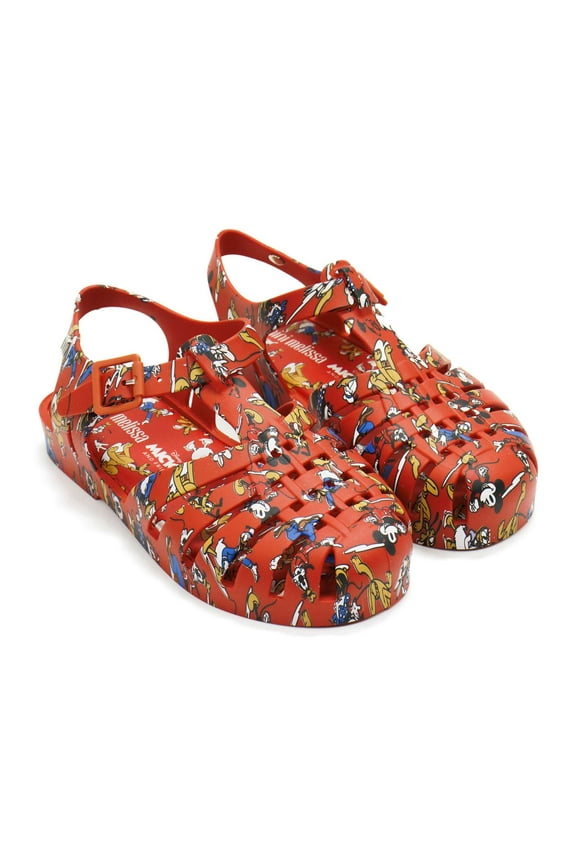 Girls Possession Mickey And Friends Jelly Sandals, Red \ Multi Color,13 M US