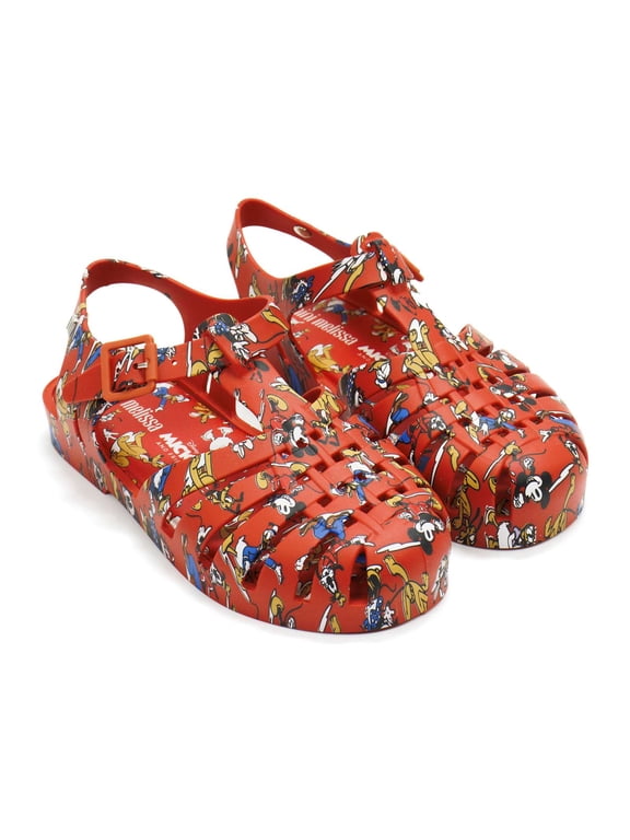Girls Possession Mickey And Friends Jelly Sandals, Red \ Multi Color,2 M US