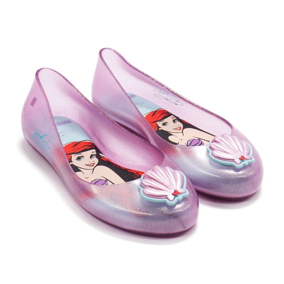 Mini Melissa Girls Sweet Love And Disney Princess Bb Ariel Little Mermaid Flats, Pink,4 M US