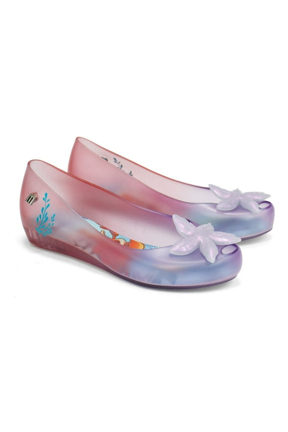 Girls Ultragirl + Little Mermaid Flats, Clear \ Purple,3 M US