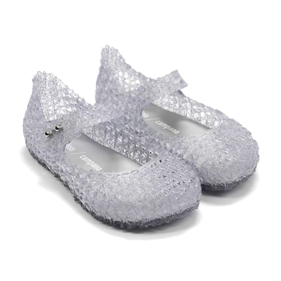 Mini Melissa Toddlers Campana Papel Baby Flats, Glitter Clear,5 M US