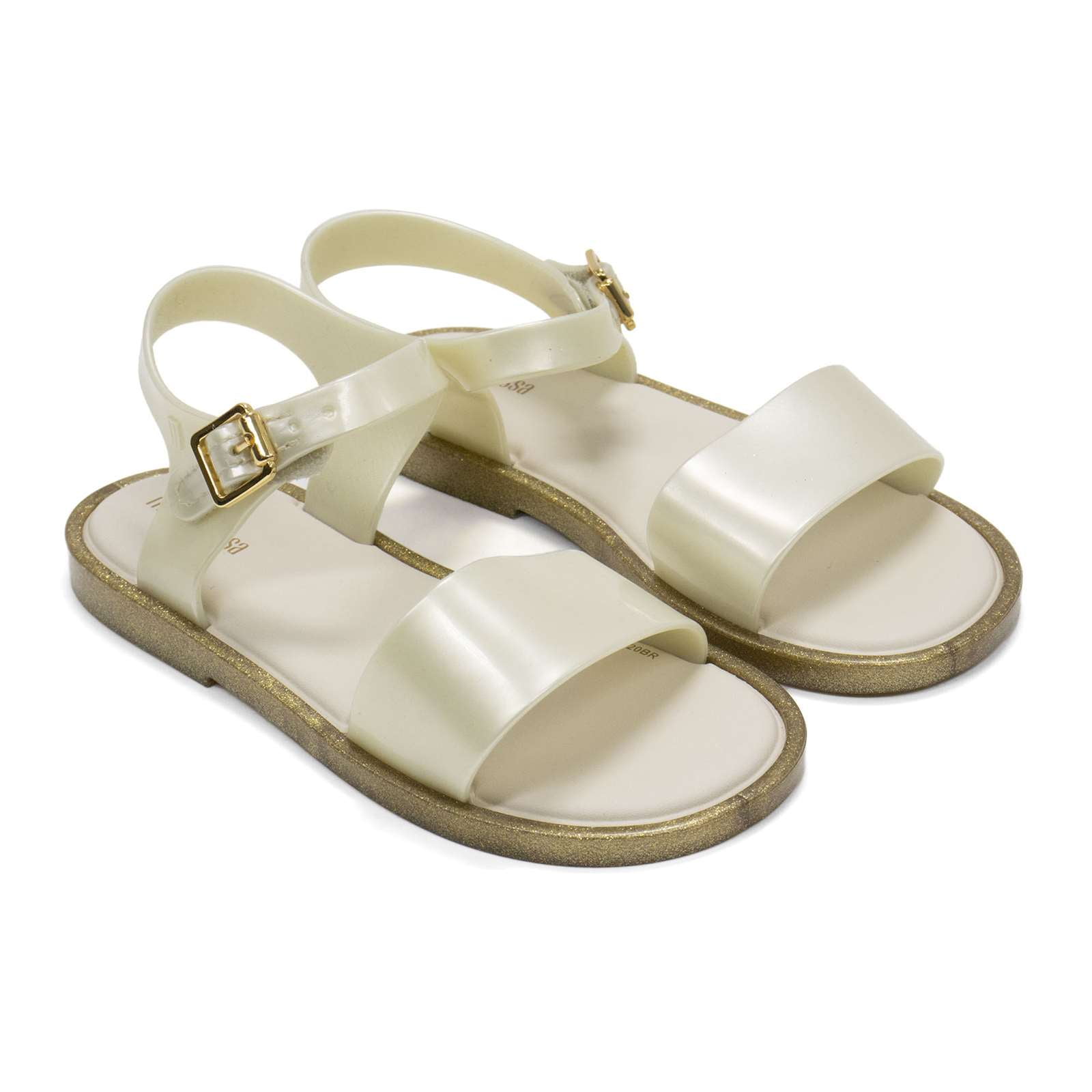 Mini Melissa Toddlers Mini Mar Sandal, White \ Glitter,9 M US