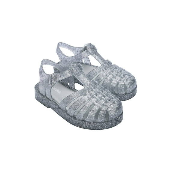 Mini Melissa Possession Shiny BB Sandal, 9, Silver