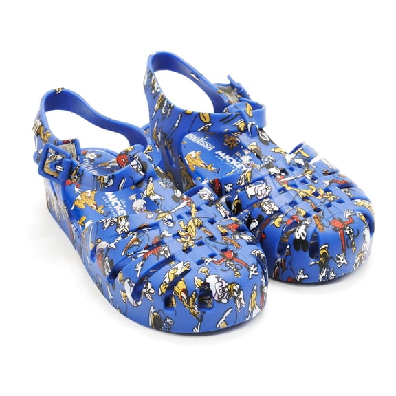 Mini Melissa Toddlers Possession With Mickey Original Slip-On Sandal With Buckle Closure, Blue \ Multi Color,8 M US