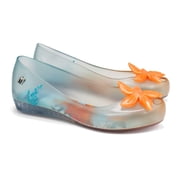 Mini Melissa Ultra + Little Mermaid II Ballerina Flat, 3, Orange