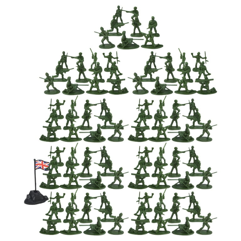 Mini Men Toy Soldiers Bulk Pack of 100 Soldier Figurines Guys Playset Action Figures in Assorted Poses and Party Favors Green