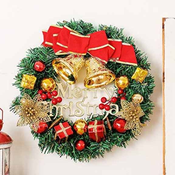 Mini Merry Christmas Wreaths for Front Door,Winter Wreath,Outdoor Wreath,12inch Artificial Wreath Decorations for Window Wall Mantel Porch Winter Decor