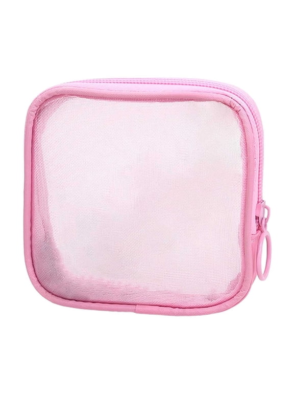 Mini Mesh Cosmetic Bag Travel Toiletries Organizer Portable Zipper Pouch for Makeup Storage Compact Wallet Size