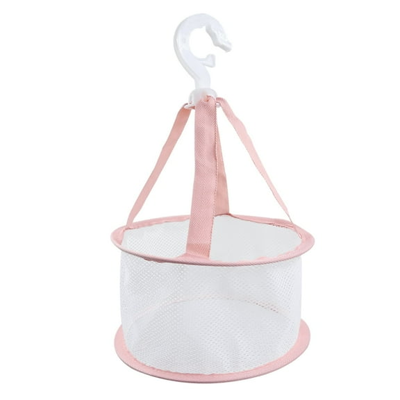 Mini Mesh Shower Dry Basket, Hanging Drying Net, Bath Organizer Storage for Makeup Brush, Beauty Sponge Blender, Windproof Airing Drip Dryer Rack for Bathroom, Laundry (Pink)