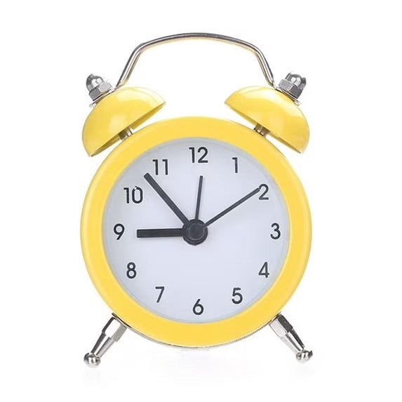 Mini Metal Alarm Clock, Yellow, 3.07 x 1.97 in, Metal Material, Digital Clock for Bedroom, Desk, Office, Travel and Daily Timekeeping