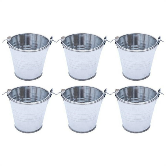 Mini Metal Buckets for Party, 2inch Galvanized Tin Pails for Arts and Crafts,DIY Projects, Party Decor, Gifts, 6Pcs, by Yayun