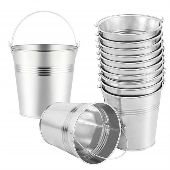 Mini Metal Buckets with Handles, Small Galvanized Tin Pails, Metal Tin Bucket for Party Favors, 12pcs, Yayun, 2inch