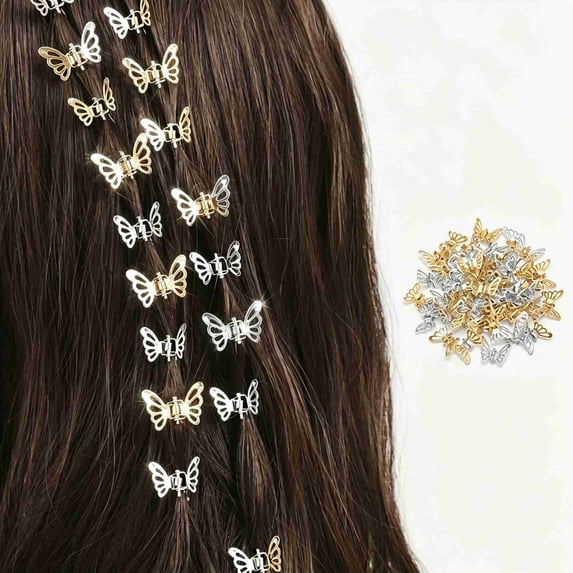 Mini Metal Butterfly Hair Barrettes Set of 30, Small 1.3x2.1cm Butterfly Hair Clips for Braids, Bangs, Cosplay and Bridal Hair Decor(Silver&Gold)