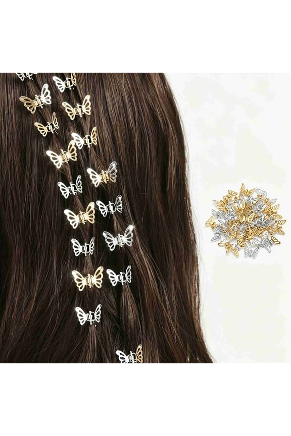 Mini Metal Butterfly Hair Barrettes Set of 30, Small 1.3x2.1cm Butterfly Hair Clips for Braids, Bangs, Cosplay and Bridal Hair Decor(Silver&Gold)