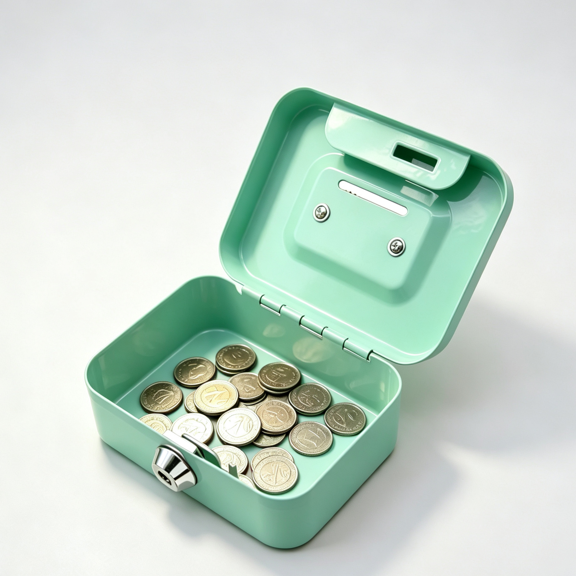 Mini Metal Cash Box with Lock and Key, Portable Cash Organizer for Children, Metal Cash Box Money Bank For Daily Coin, Jewelry Collection, Green