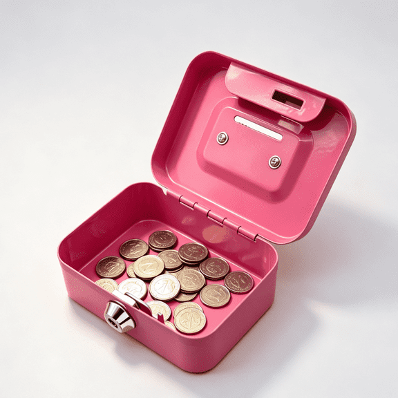 Mini Metal Cash Box with Lock and Key, Portable Cash Organizer for Children, Metal Cash Box Money Bank For Daily Coin, Jewelry Collection, Pink