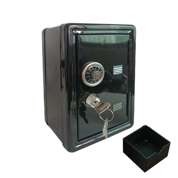 Mini Metal Coin Bank Locker with Keys Kids Money Saving Jar Security Safe Box