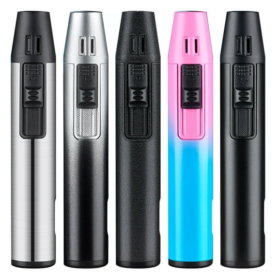 Mini Metal Direct Injection Lighter – Portable Rechargeable Butane Torch, Small Flame Design, Windproof Durable 4.25" Pocket Size, for Camping, Outdoor, Home Use