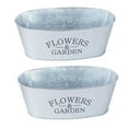 thumbnail image 1 of Mini Metal Farmhouse Oval Shaped Garden Planter Pail - ''Flowers & Garden'' Set of 2, 1 of 2