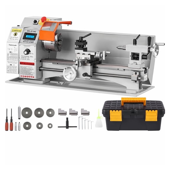 Mini Metal Lathe Machine 7x16, 800W Benchtop Lathe, 150-2500 RPM Variable Speed, 3.9'' 3-Jaw Chuck, Metalworking Lathe for Precision Parts