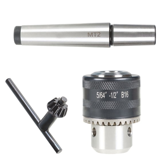 Mini Metal Lathe Tail Stock 5/64 - 1/2 inch JT33 Drill Chuck Tool with MT2 Morse Taper Arbor