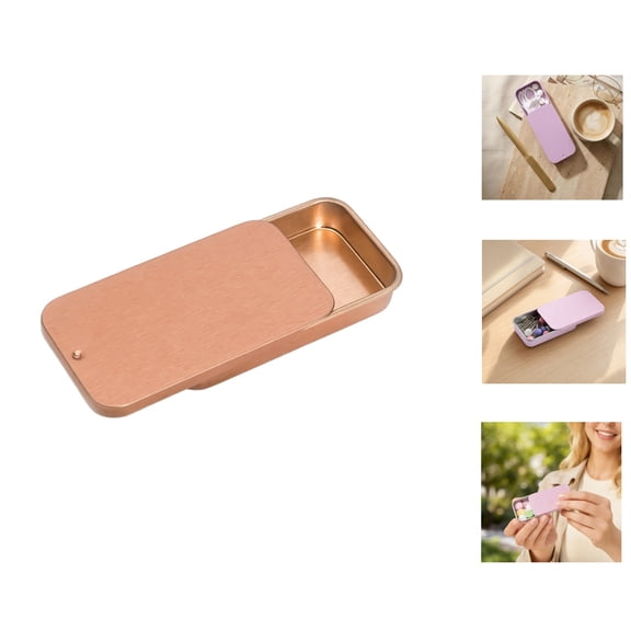 Mini Metal Sliding Tin Box Set, Small Rectangular Storage Container for Candy Jewelry Pins Craft, Portable Pocket Organizer Case