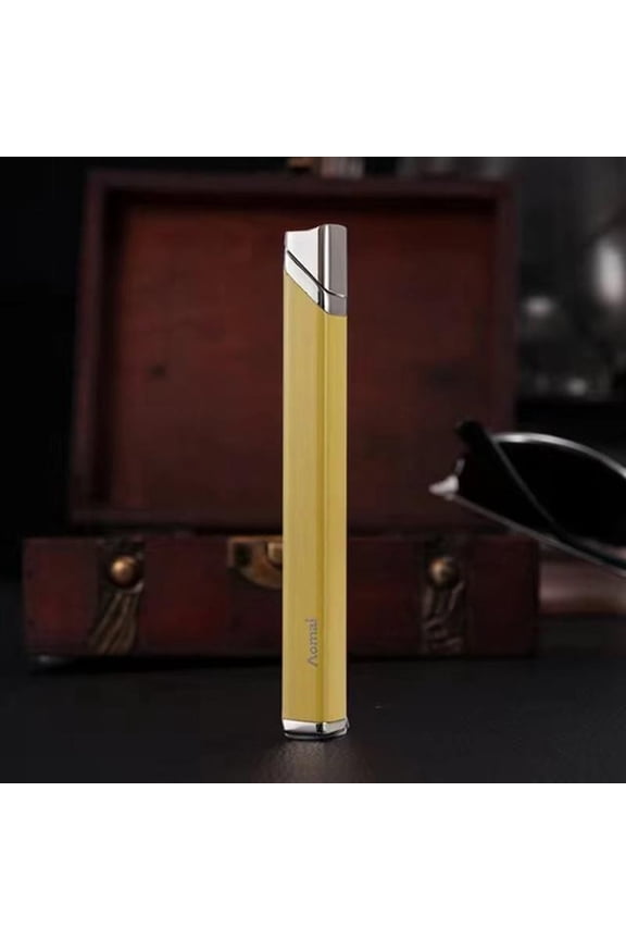 Mini Metal Windproof Lighter, Wenini Durable Butane Lighter Compact Portable, Outdoor Tool for Camping Hiking with Keychain Ring, Yellow