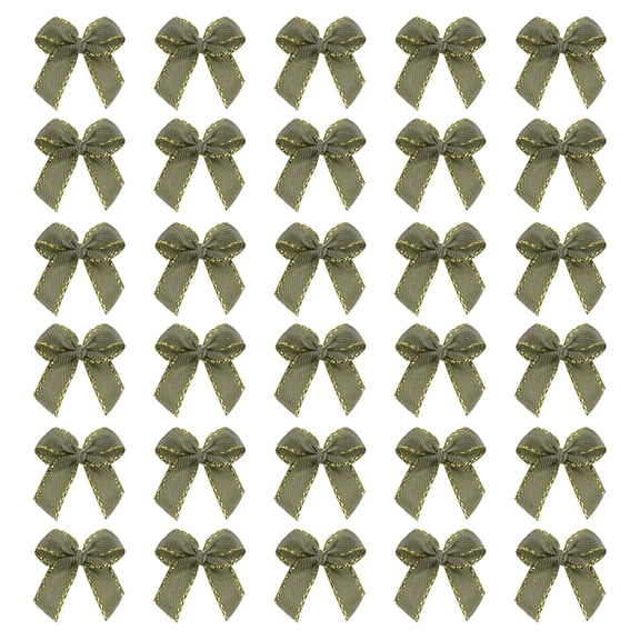 Uxcell Mini Metallic Gold Edge Ribbon Bow 22x23mm Bow Pack of 50 Dark Green