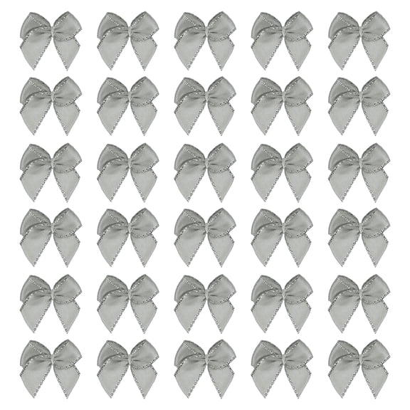 Uxcell Mini Metallic Silver Edge Ribbon Bow 25x26mm Bow Pack of 50 Silver