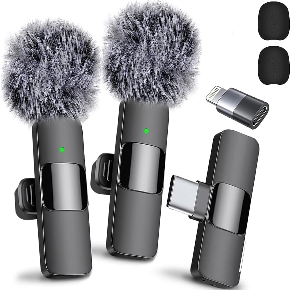 Wireless Microphone Noise Canceling Crystal Clear Sound Quality for Recording with USB-C for iPhone 15, Tablets, Android Phone, Samsung, Live Streaming, YouTube, TikTok