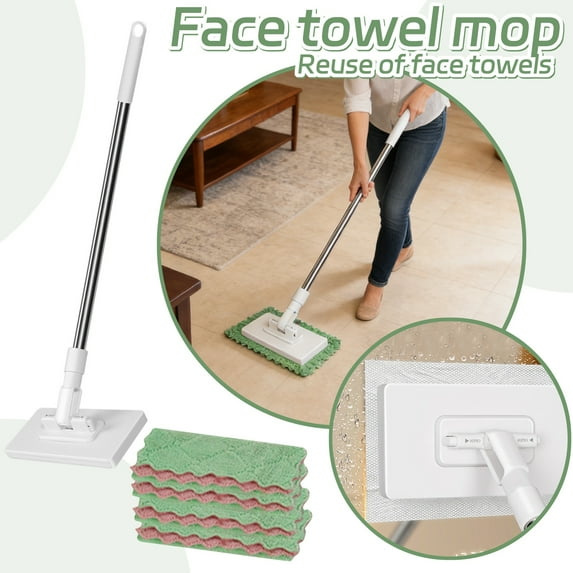 Mini Microfiber Cleaning Mop for Easy Dusting and Mopping, 1 Mop Handle + 0 Reusable Washable Pads, Random Colors (70cm)