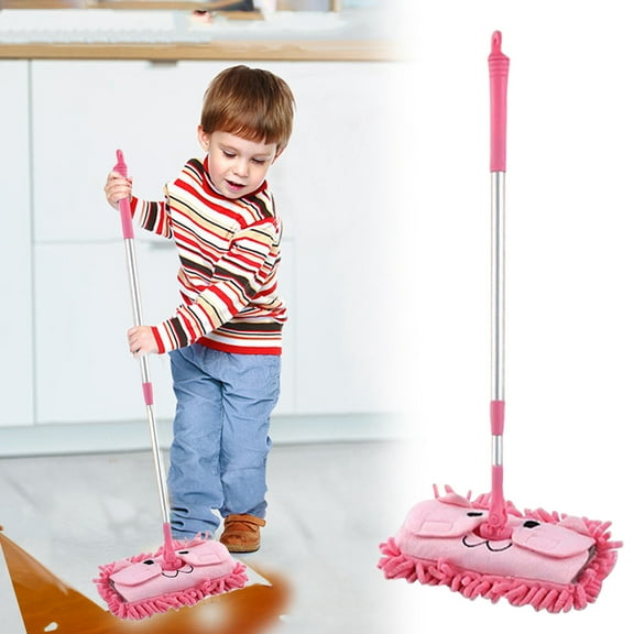 Mini Microfiber Flat Mop for Children, Detachable 360 Degree Rotation Design, Extendable Length 48-72cm, Super Absorbent Material, Ideal for Kids to Learn Cleaning, Cute Decoration