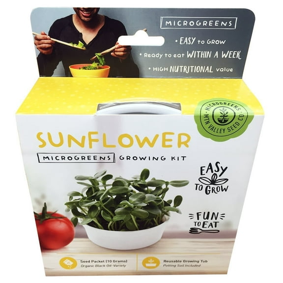 Mini Microgreens Growing Kit - Sunflower - Grow Your Own Organic Gourmet Micro Greens Indoors: Salad, Sandwich & Garnish - Easy & Fun - Great Gift or Stocking Stuffer